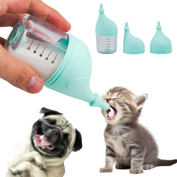 Puppy Bottles for Nursing，Kitten Bottles for Nursing，Pet Feeding Bottle，(Cyan- 50ml)